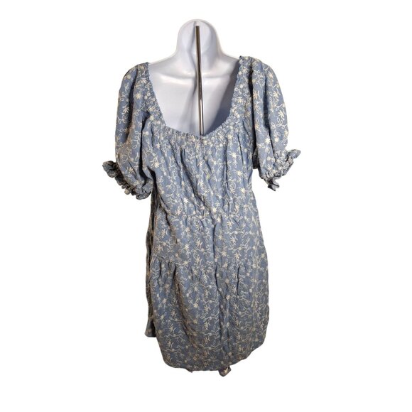 Old Navy Womens Peasant Tunic Dress Mini Blue Large Floral Embroidered Boho Chic - Picture 2 of 8